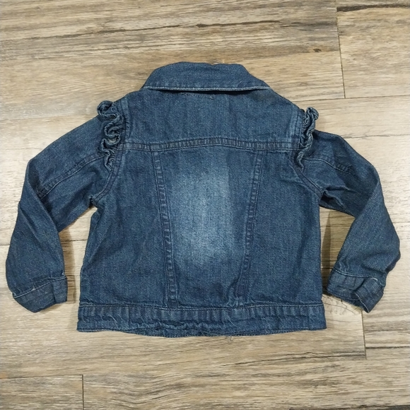 Rachel Zoe Baby Girl Denim Blue Jean Jacket Top Size 18 months Ruffle Sleeve Cap - Picture 3 of 6